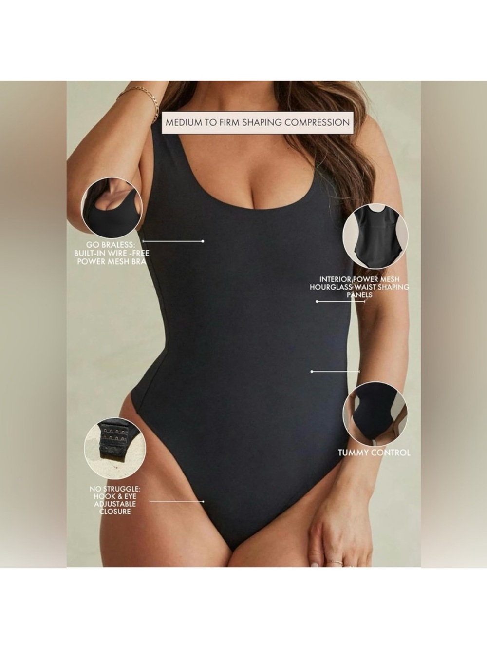 Pinsy Shapewear Bodysuit size Large - Picture 3 of 5